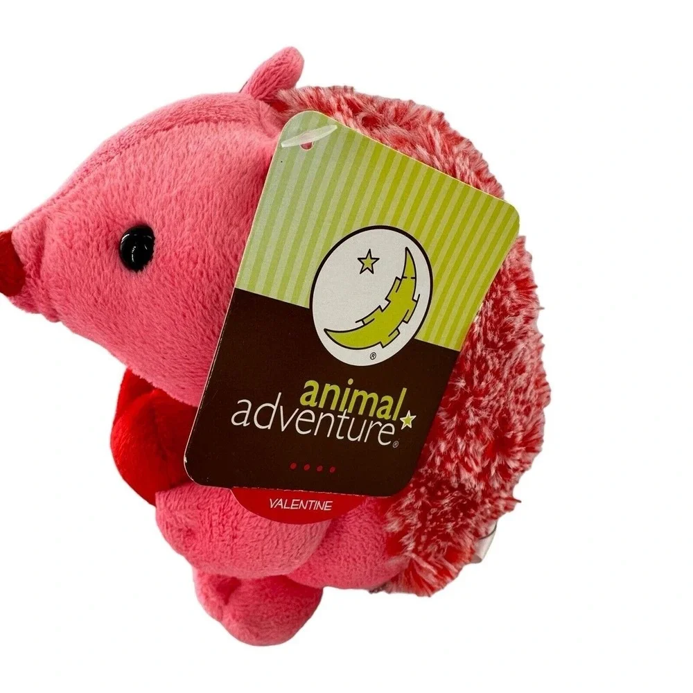 Animal Adventure Pink Hedgehog Plush Toy Holding Red Heart‎ Valentine Porcupine